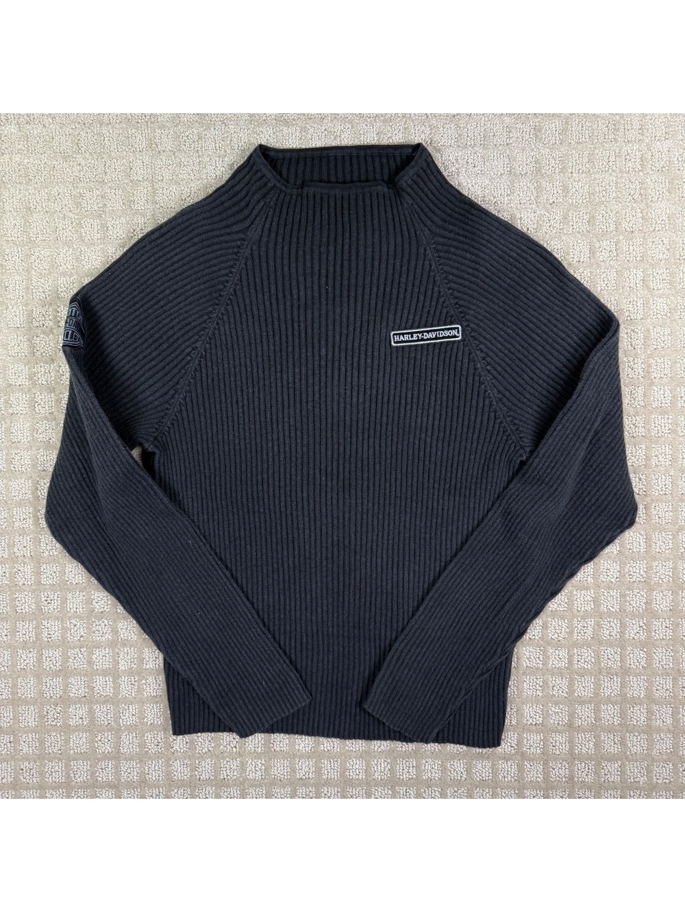 Harley-Davidson ribbed black mock neck sweater women medium